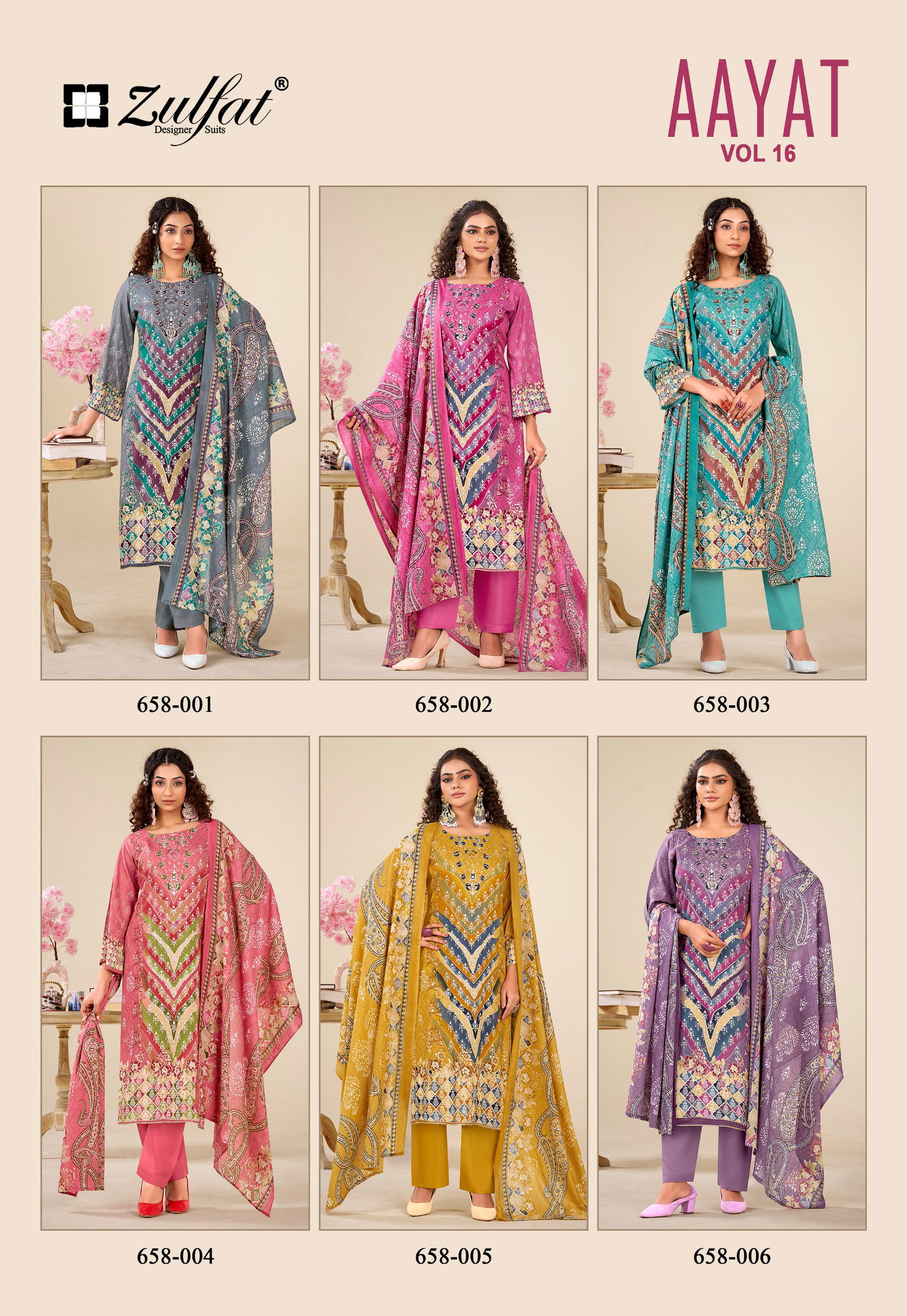 Aayat Vol 16 by Zulfat Viscose Rayon Digital Printed Dress Material Online Wholesale